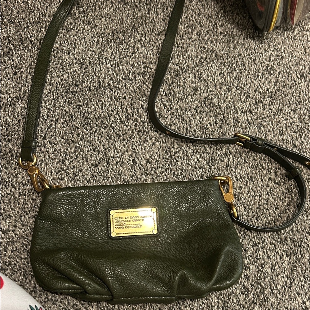 Marc Jacobs Olive Green Crossbody Bag with Gold Accents